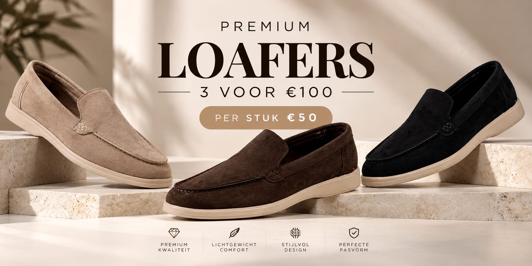 Premium loafers 3 voor €100